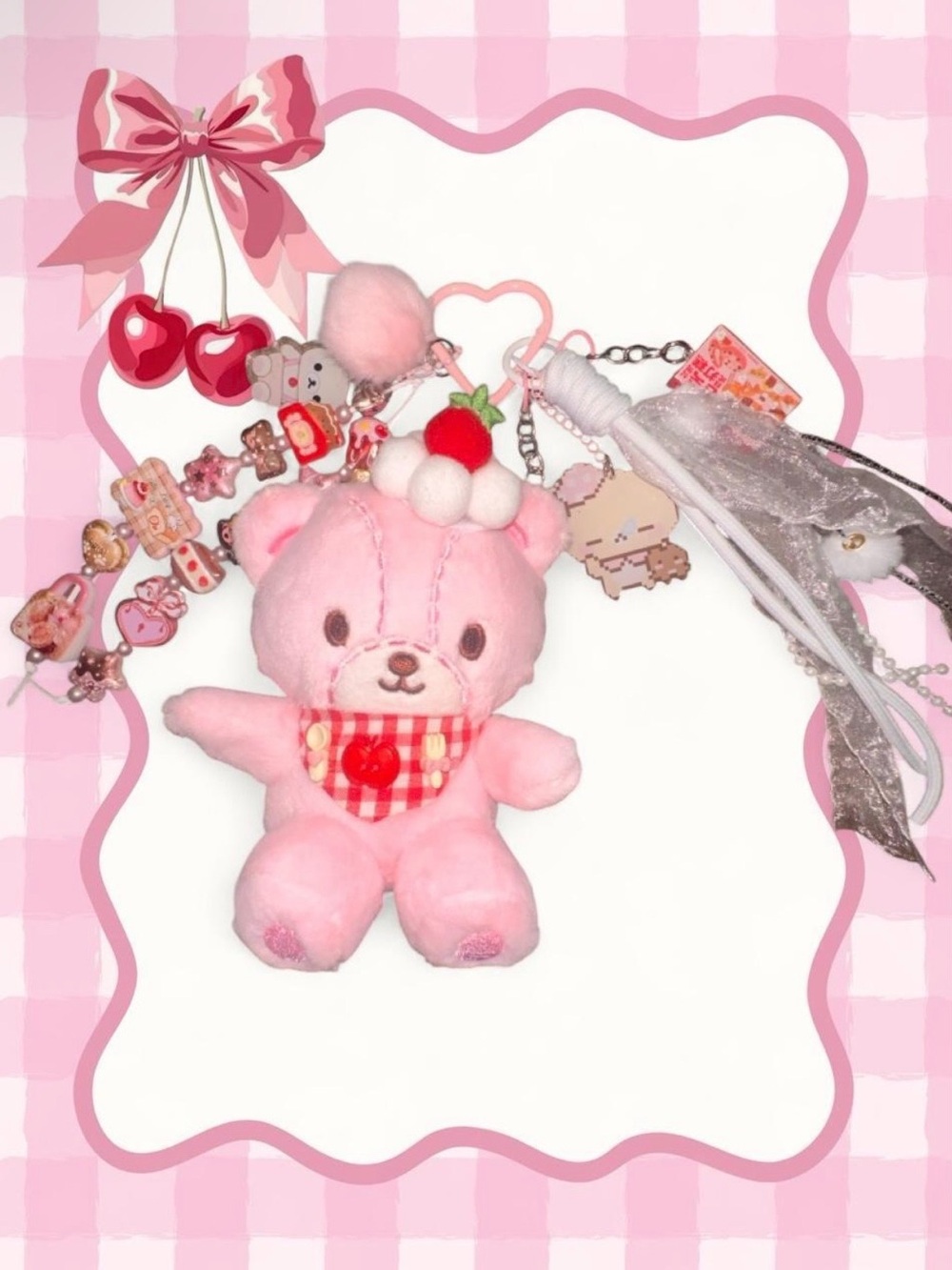 Handmade Rilakumma Pink Plush Keychain